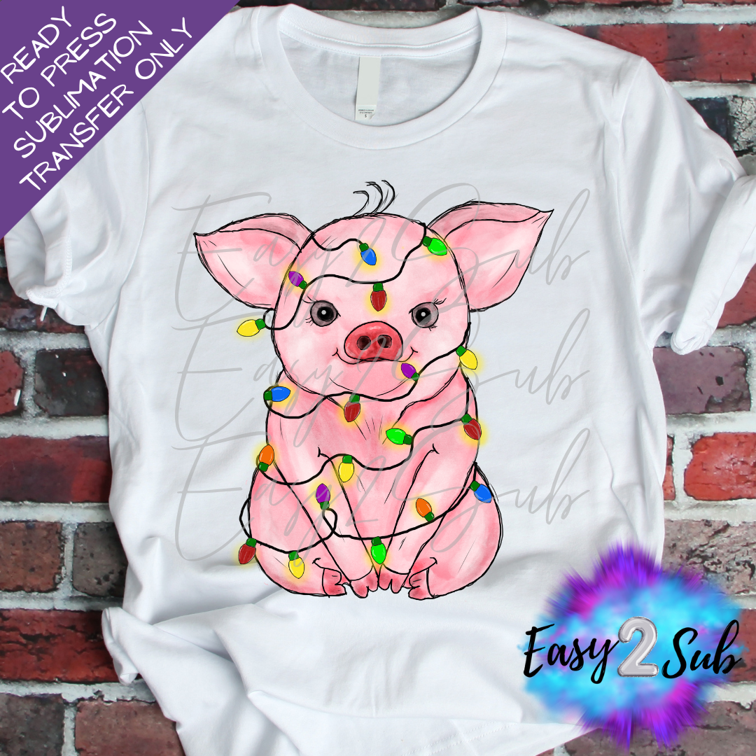 Christmas Pig Sublimation Transfer Print, Ready To Press Sublimation Transfer, Image transfer, T-Shirt Transfer Sheet