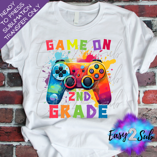 Game On 2nd Grade Sublimation Transfer Print, Ready To Press Sublimation Transfer, Image transfer, T-Shirt Transfer Sheet