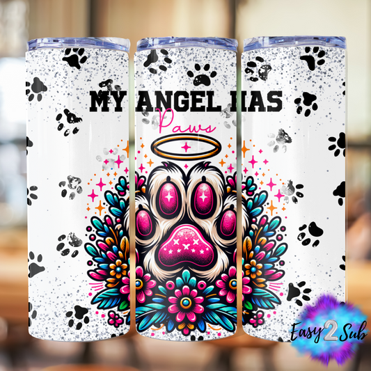 My Angel Has Paws, Dog Sublimation Tumbler Transfer Print, Ready To Press Sublimation Transfer, Image transfer, Tumbler Transfer Sheet