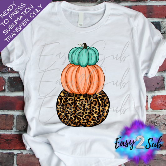 Fall Stack of Pumpkins Leopard Sublimation Transfer Print, Ready To Press Sublimation Transfer, Image transfer, T-Shirt Transfer Sheet