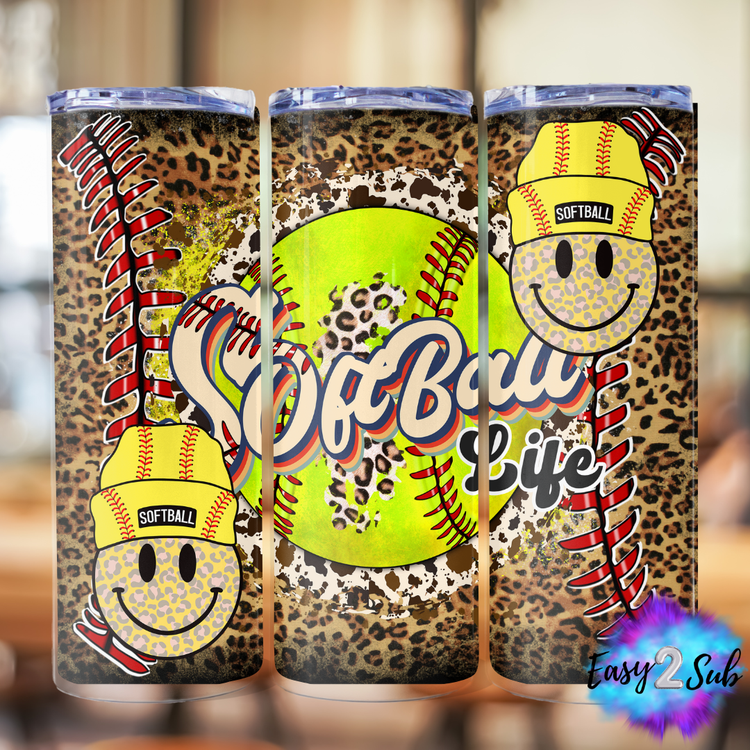 Softball Life Tumbler Transfer Print, Ready To Press Sublimation Transfer, Image transfer, Tumbler Transfer Sheet