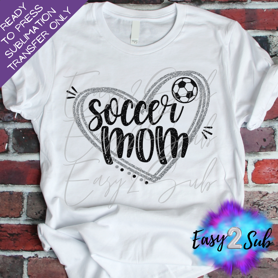 Soccer Mom Heart Sublimation Transfer Print, Ready To Press Sublimation Transfer, Image transfer, T-Shirt Transfer Sheet