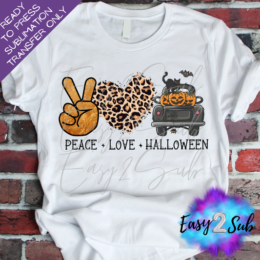 Peace Love Halloween Sublimation Transfer Print, Ready To Press Sublimation Transfer, Image transfer, T-Shirt Transfer Sheet