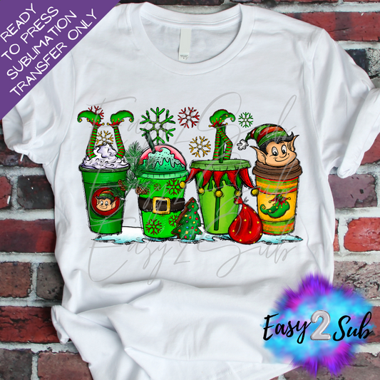 Elf Drinks Sublimation Transfer Print, Ready To Press Sublimation Transfer, Image transfer, T-Shirt Transfer Sheet