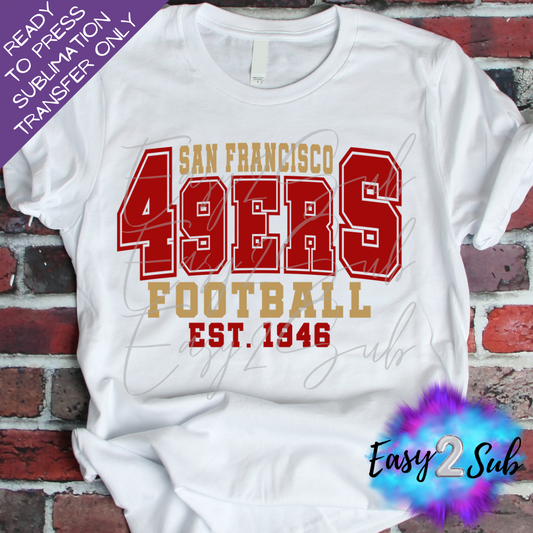 49ers est 1946 Sublimation Transfer Print, Ready To Press Sublimation Transfer, Image transfer, T-Shirt Transfer Sheet