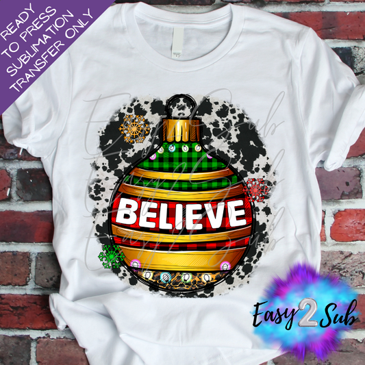 Believe Ornament Sublimation Transfer Print, Ready To Press Sublimation Transfer, Image transfer, T-Shirt Transfer Sheet