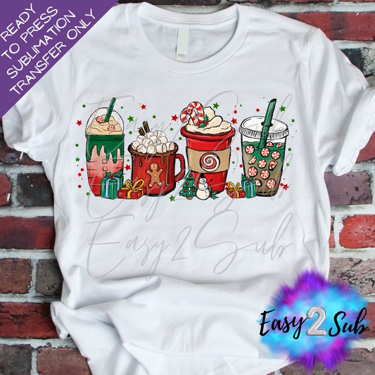 Christmas Drinks Sublimation Transfer Print, Ready To Press Sublimation Transfer, Image transfer, T-Shirt Transfer Sheet