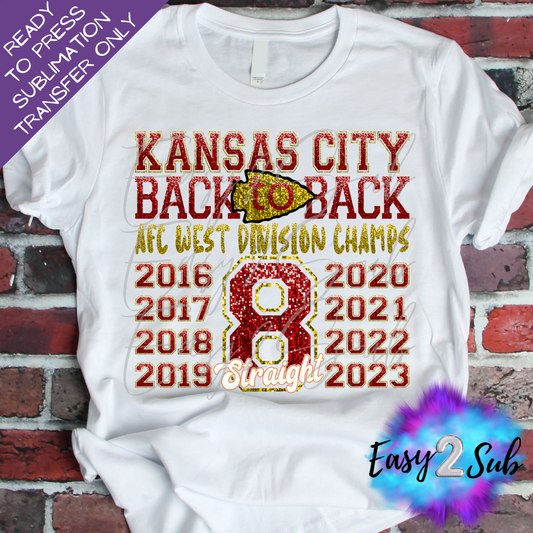 Kansas City Back to Back Sublimation Transfer Print, Ready To Press Sublimation Transfer, Image transfer, T-Shirt Transfer Sheet