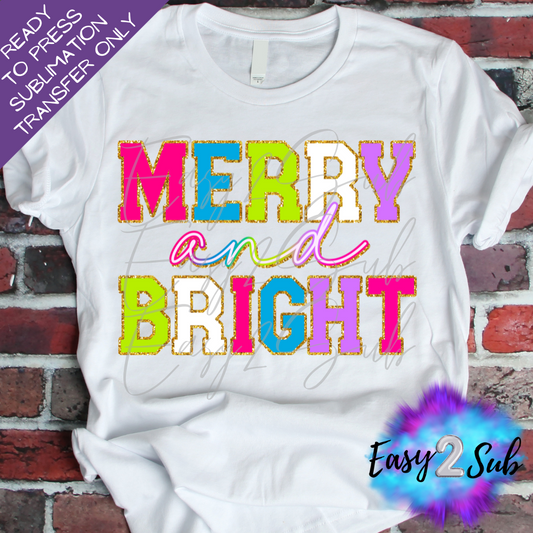 Merry and Bright Sublimation Transfer Print, Ready To Press Sublimation Transfer, Image transfer, T-Shirt Transfer Sheet