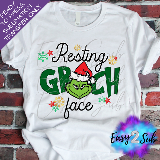 Resting Grinch Face Sublimation Transfer Print, Ready To Press Sublimation Transfer, Image transfer, T-Shirt Transfer Sheet