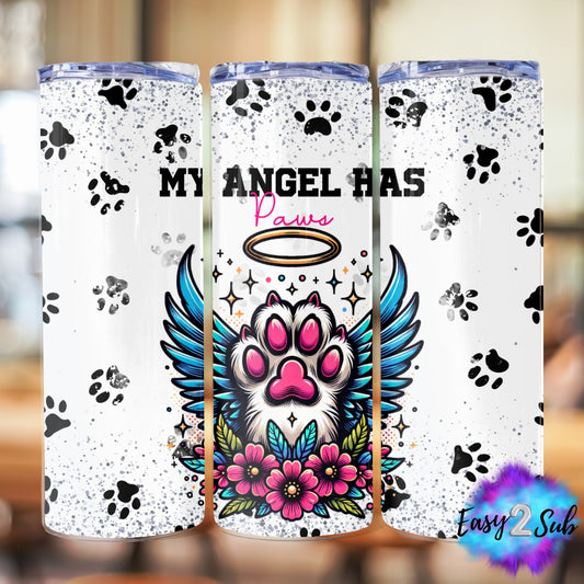 My Angel Has Paws, Cat Sublimation Tumbler Transfer Print, Ready To Press Sublimation Transfer, Image transfer, Tumbler Transfer Sheet