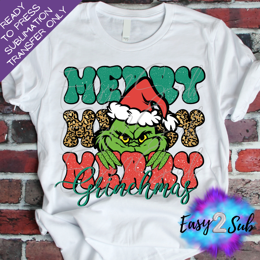 Merry Grinchmas Sublimation Transfer Print, Ready To Press Sublimation Transfer, Image transfer, T-Shirt Transfer Sheet