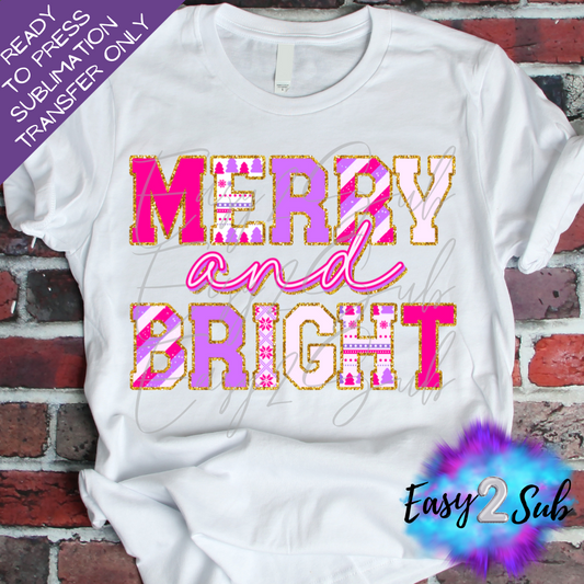 Merry and Bright Sublimation Transfer Print, Ready To Press Sublimation Transfer, Image transfer, T-Shirt Transfer Sheet