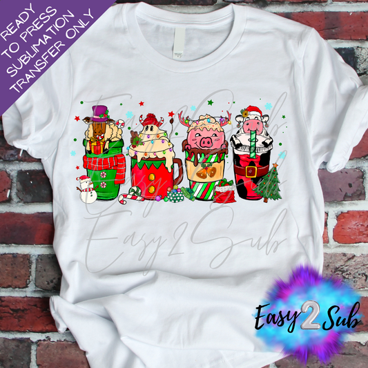 Christmas Drinks Sublimation Transfer Print, Ready To Press Sublimation Transfer, Image transfer, T-Shirt Transfer Sheet