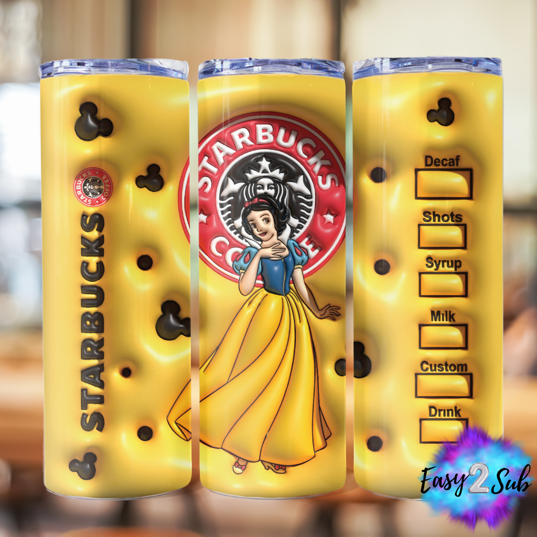 Snow White Sublimation Tumbler Transfer Print, Ready To Press Sublimation Transfer, Image transfer, Tumbler Transfer Sheet