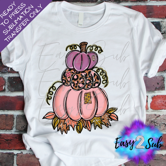 Fall Stack of Pumpkins Sublimation Transfer Print, Ready To Press Sublimation Transfer, Image transfer, T-Shirt Transfer Sheet