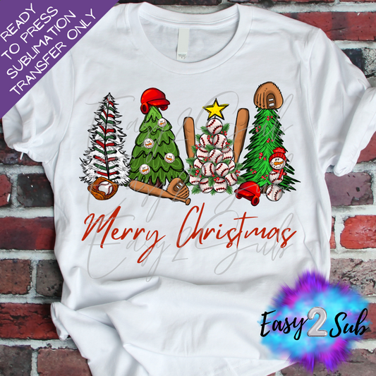 Baseball Merry Christmas Sublimation Transfer Print, Ready To Press Sublimation Transfer, Image transfer, T-Shirt Transfer Sheet