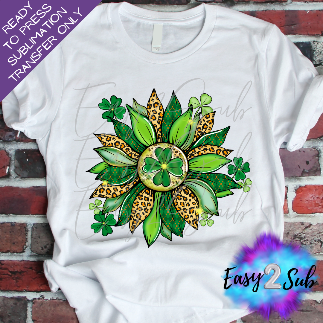 St. Patrick's Day Sunflower Sublimation Transfer Print, Ready To Press Sublimation Transfer, Image transfer, T-Shirt Transfer Sheet