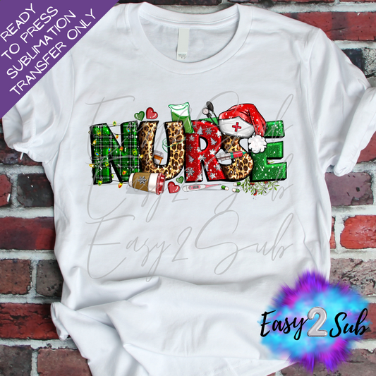 Christmas Nurse Sublimation Transfer Print, Ready To Press Sublimation Transfer, Image transfer, T-Shirt Transfer Sheet