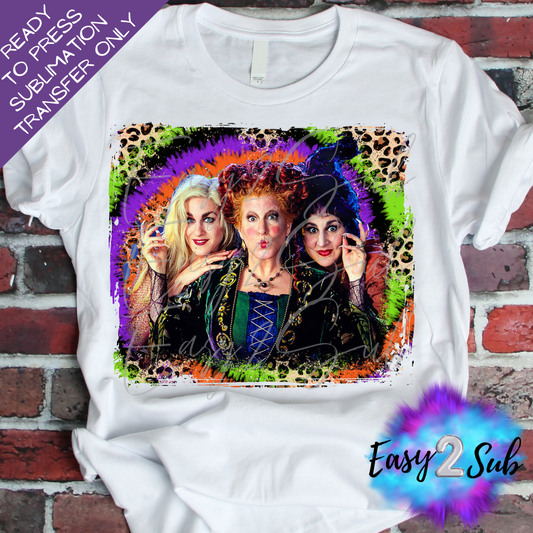 Sanderson Sisters Tie Dye Sublimation Transfer Print, Ready To Press Sublimation Transfer, Image transfer, T-Shirt Transfer Sheet