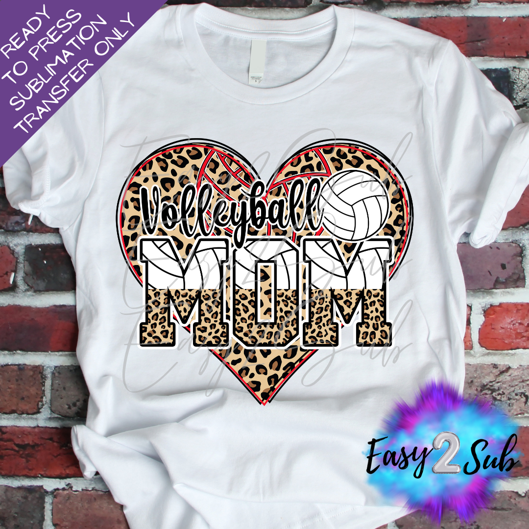 Volleyball Mom Heart Sublimation Transfer Print, Ready To Press Sublimation Transfer, Image transfer, T-Shirt Transfer Sheet