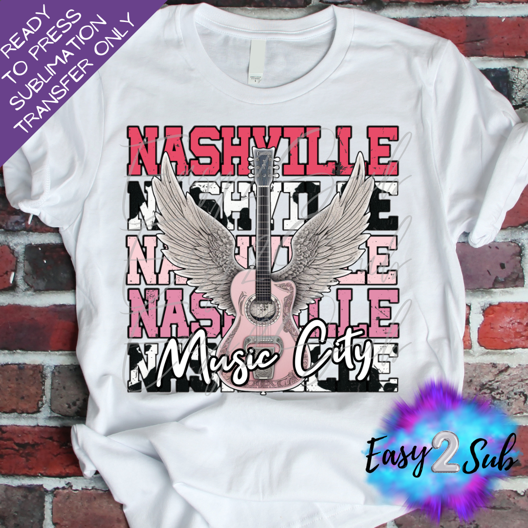 Nashville Music City Back Sublimation Transfer Print, Ready To Press Sublimation Transfer, Image transfer, T-Shirt Transfer Sheet