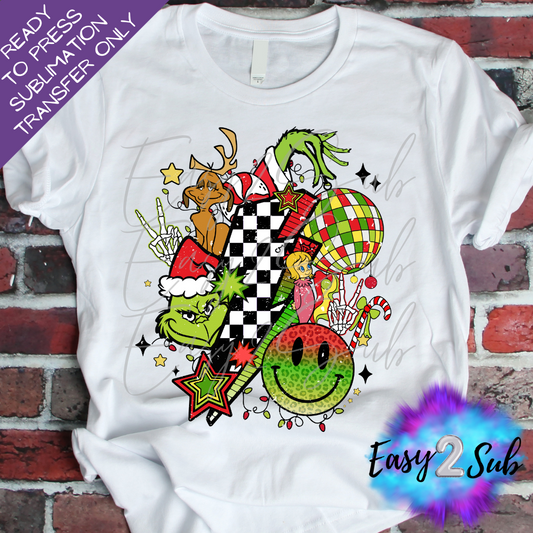 Grinch Collage Sublimation Transfer Print, Ready To Press Sublimation Transfer, Image transfer, T-Shirt Transfer Sheet