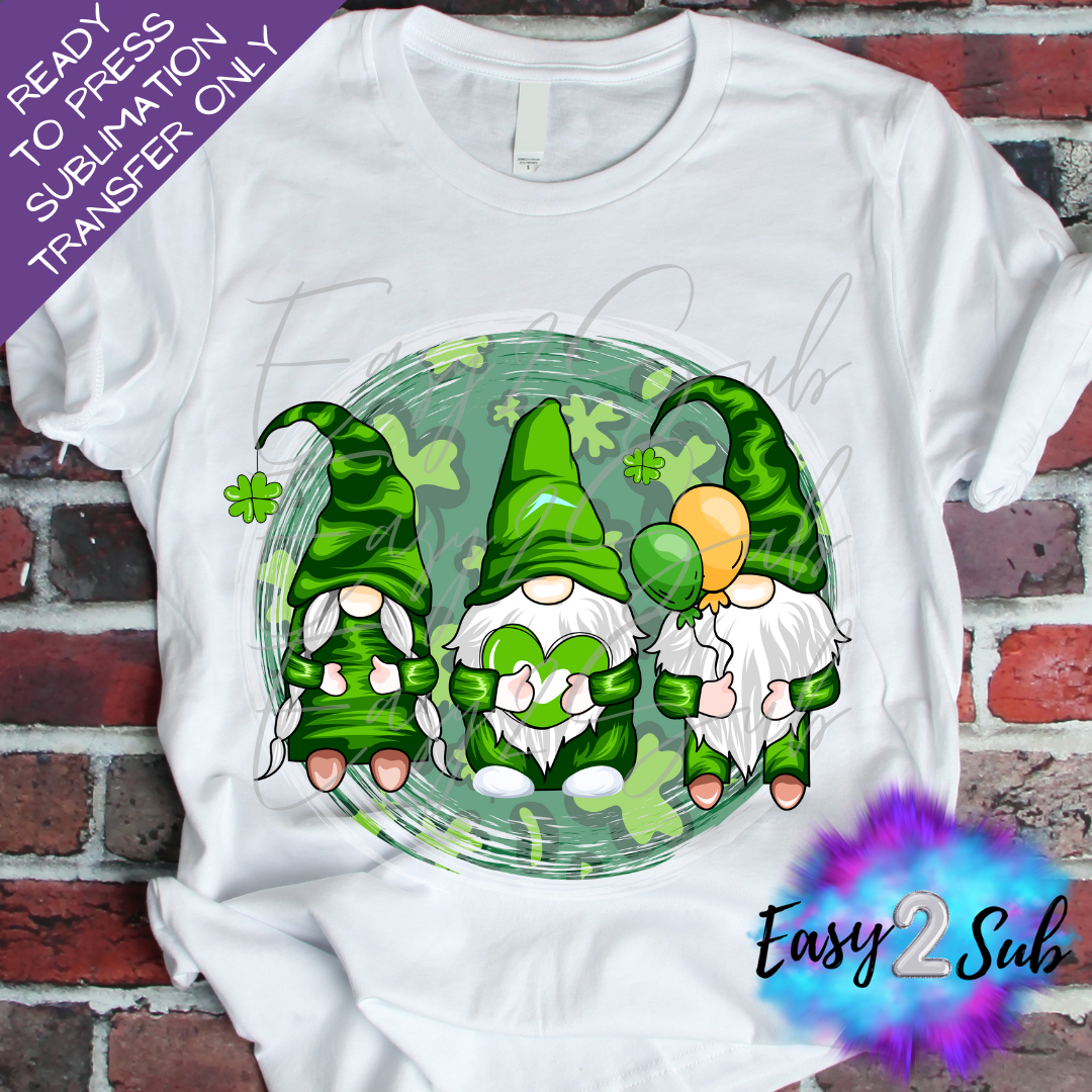 St. Patrick's Day Gnomes Sublimation Transfer Print, Ready To Press Sublimation Transfer, Image transfer, T-Shirt Transfer Sheet