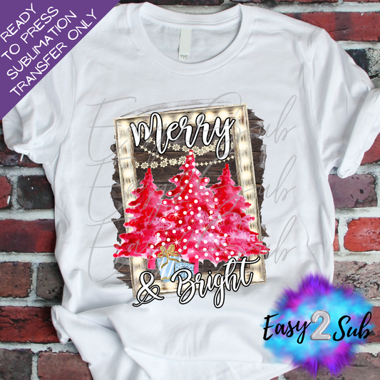 Merry & Bright Sublimation Transfer Print, Ready To Press Sublimation Transfer, Image transfer, T-Shirt Transfer Sheet