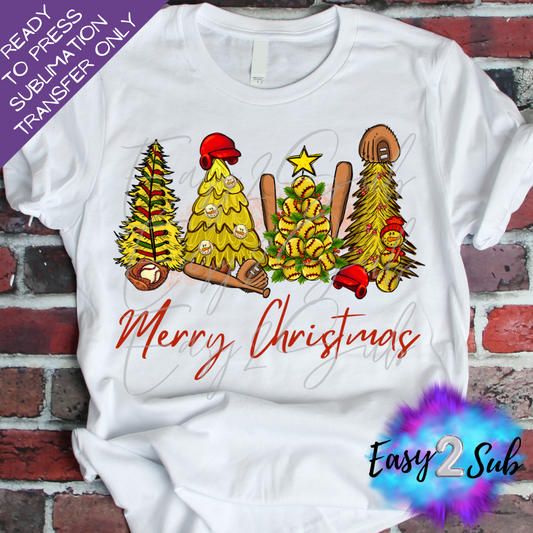 Softball Merry Christmas Sublimation Transfer Print, Ready To Press Sublimation Transfer, Image transfer, T-Shirt Transfer Sheet