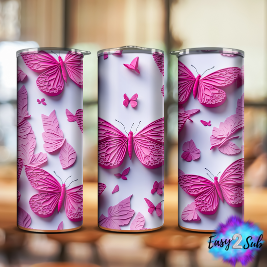 Pink Butterflies Sublimation Tumbler Transfer Print, Ready To Press Sublimation Transfer, Image transfer, Tumbler Transfer Sheet