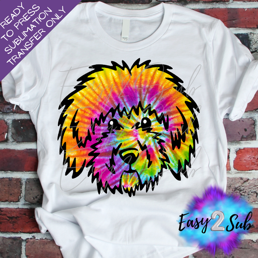 Tie Dye Dog Sublimation Transfer Print, Ready To Press Sublimation Transfer, Image transfer, T-Shirt Transfer Sheet