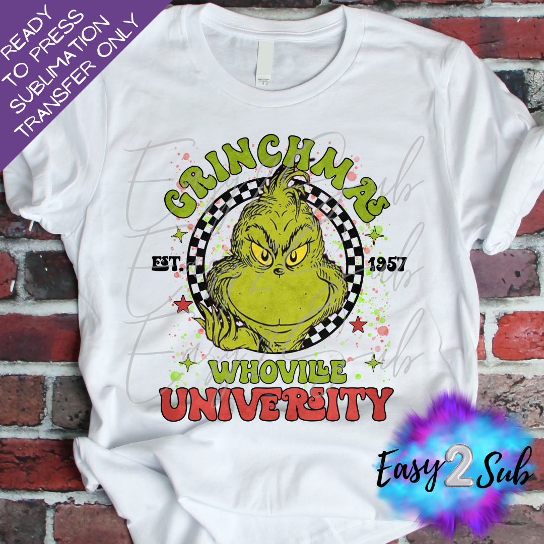 Whoville University Sublimation Transfer Print, Ready To Press Sublimation Transfer, Image transfer, T-Shirt Transfer Sheet