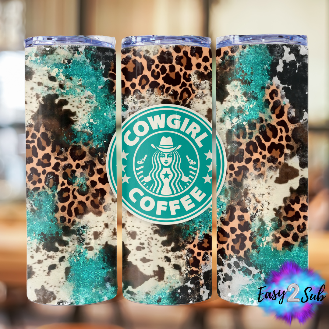 Cowgirl Coffee Sublimation Tumbler Transfer Print, Ready To Press Sublimation Transfer, Image transfer, Tumbler Transfer Sheet