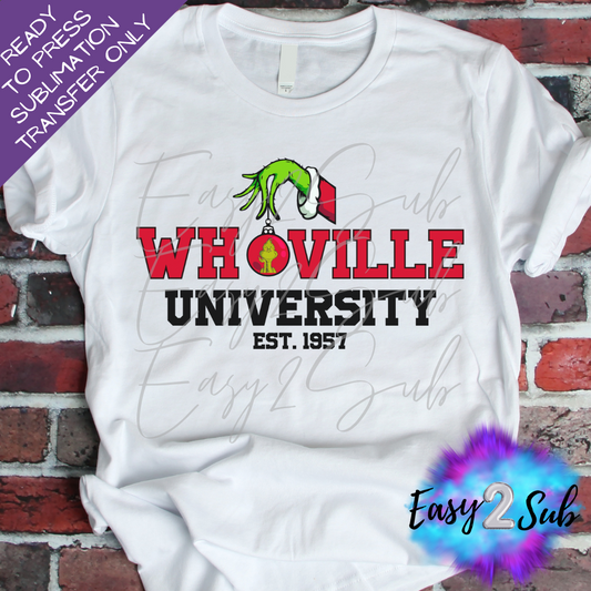 Whoville University Sublimation Transfer Print, Ready To Press Sublimation Transfer, Image transfer, T-Shirt Transfer Sheet