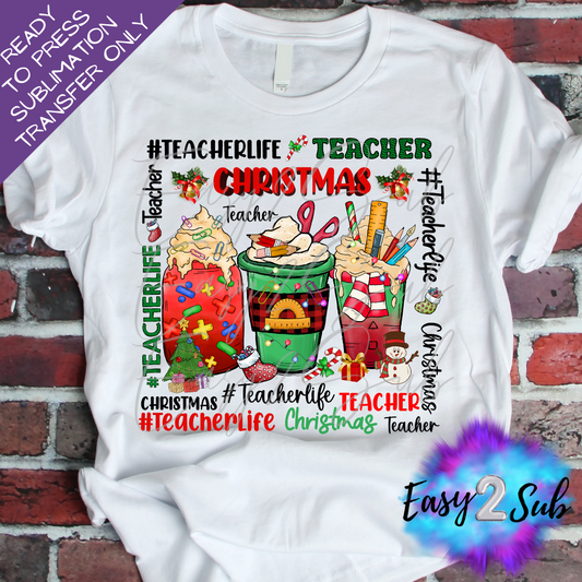 Christmas Teacher Sublimation Transfer Print, Ready To Press Sublimation Transfer, Image transfer, T-Shirt Transfer Sheet