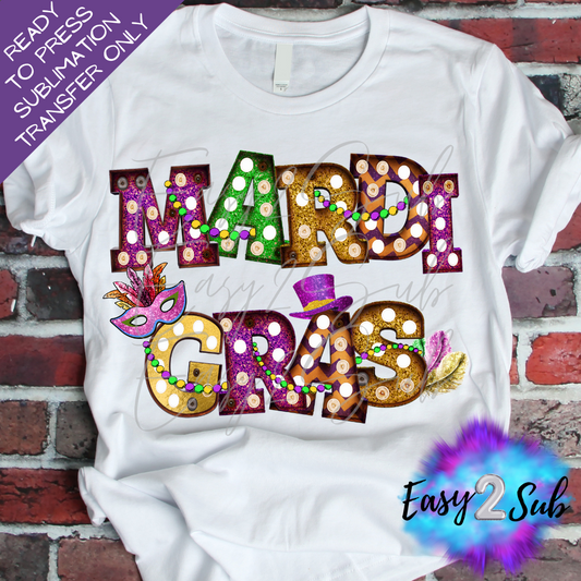 Mardi Gras Sublimation Transfer Print, Ready To Press Sublimation Transfer, Image transfer, T-Shirt Transfer Sheet