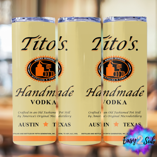 Tito's Tumbler Transfer Print, Ready To Press Sublimation Transfer, Image transfer, Tumbler Transfer Sheet