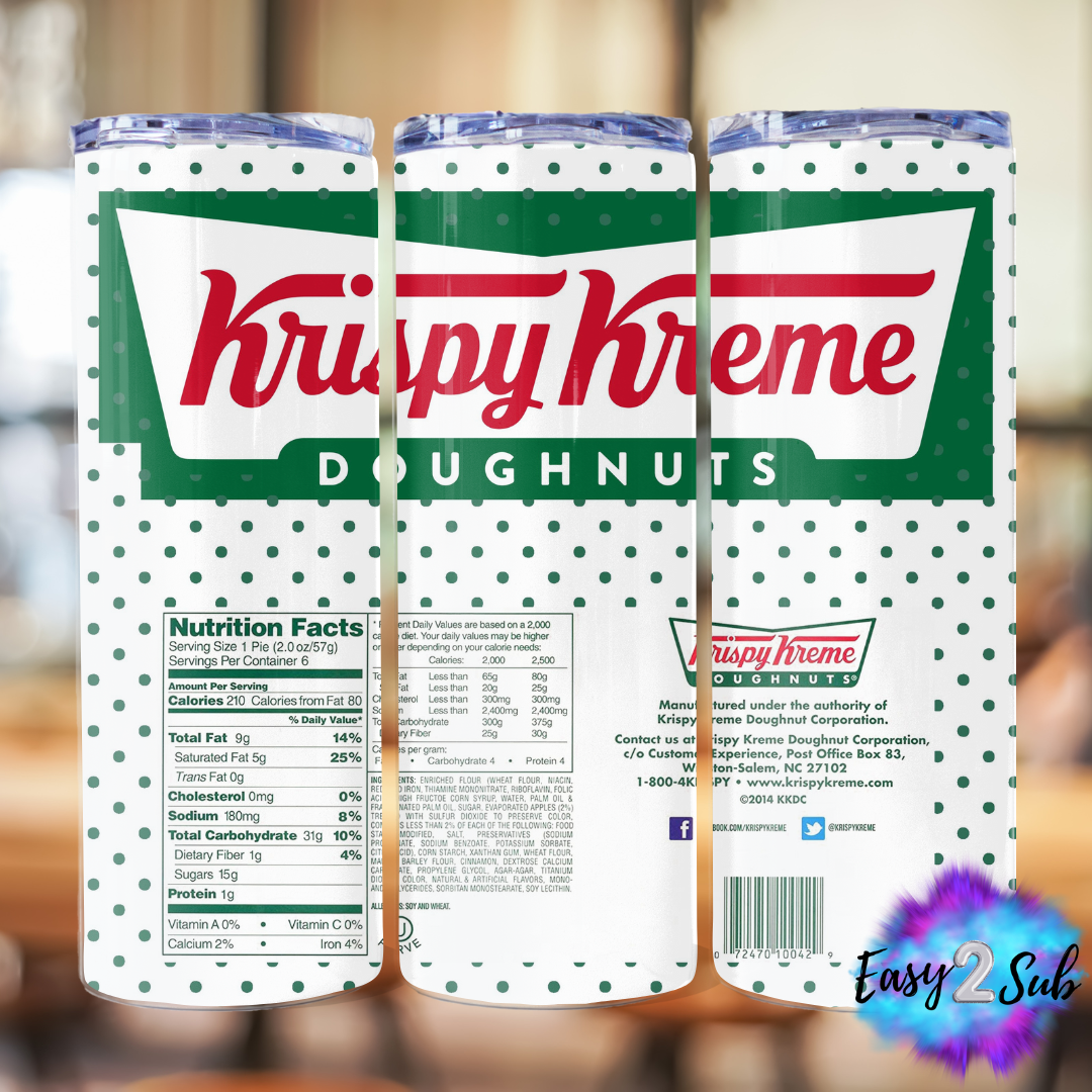 Krispy Kreme Tumbler Transfer Print, Ready To Press Sublimation Transfer, Image transfer, Tumbler Transfer Sheet