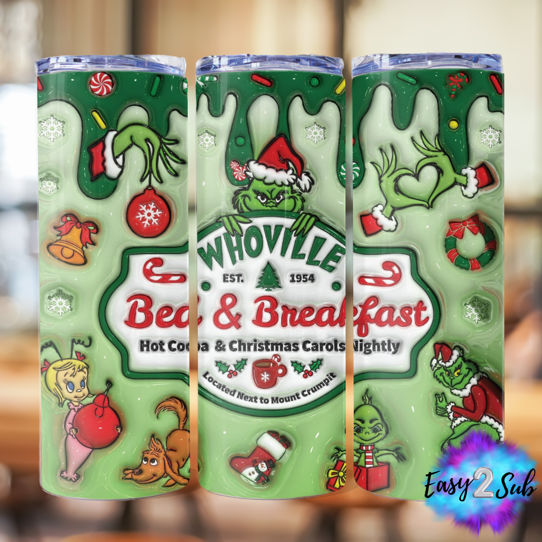 Whoville Bed and Breakfast Tumbler Transfer Print, Ready To Press Sublimation Transfer, Image transfer, Tumbler Transfer Sheet