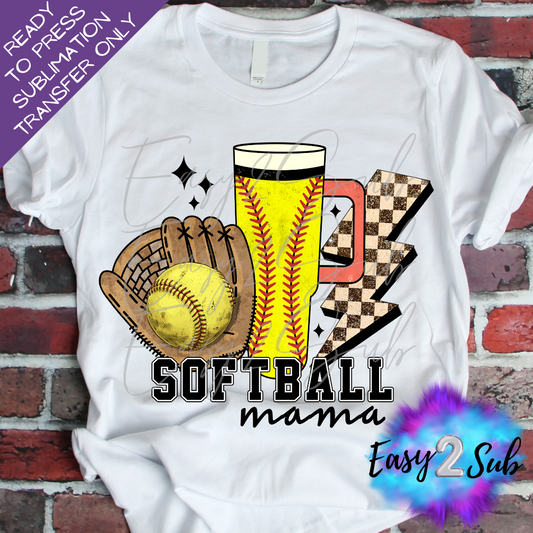 Softball Mama Sublimation Transfer Print, Ready To Press Sublimation Transfer, Image transfer, T-Shirt Transfer Sheet