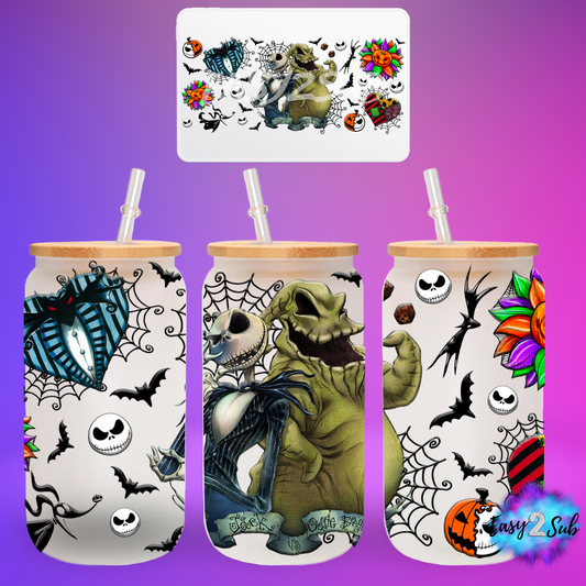 Jack Skellington Libbey Glass Can Transfer Print, Ready To Press Sublimation Transfer, Image transfer, Tumbler Transfer Sheet