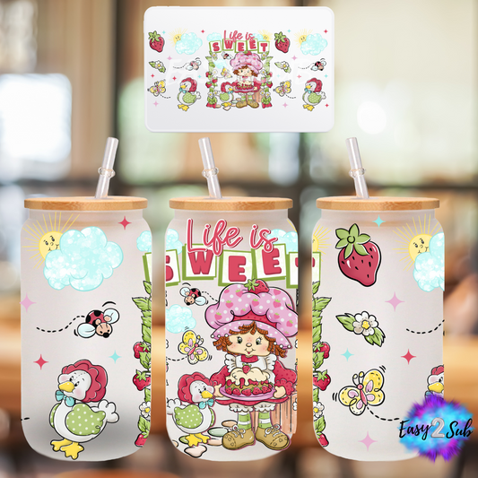 Life is Sweet Libbey Glass Can Transfer Print, Ready To Press Sublimation Transfer, Image transfer, Tumbler Transfer Sheet