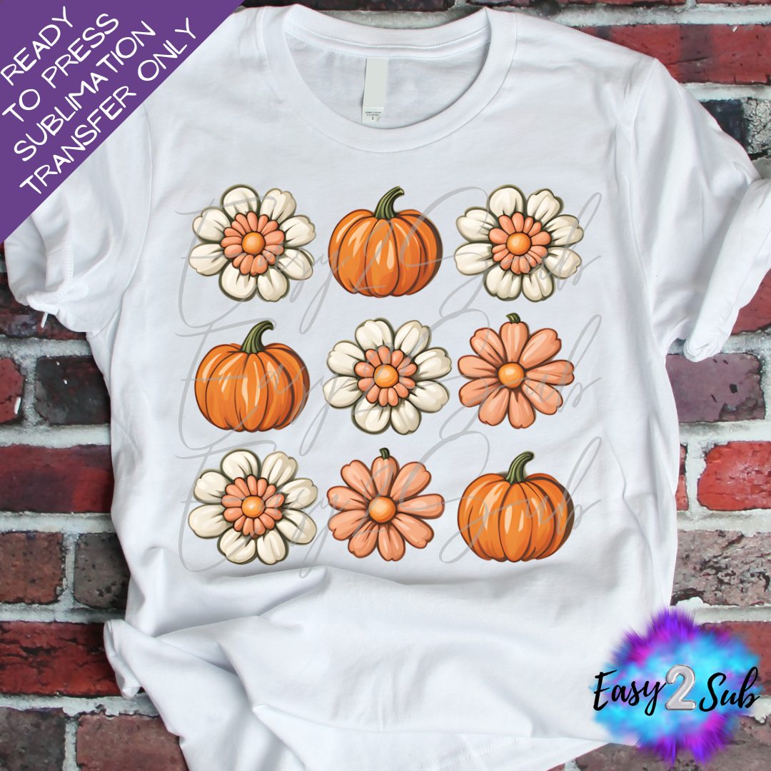 Fall Pumpkins Sublimation Transfer Print, Ready To Press Sublimation Transfer, Image transfer, T-Shirt Transfer Sheet