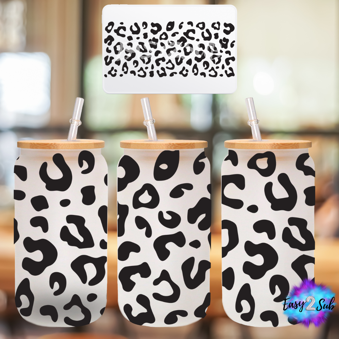 Leopard Print Libbey Glass Can Transfer Print, Ready To Press Sublimation Transfer, Image transfer, Tumbler Transfer Sheet