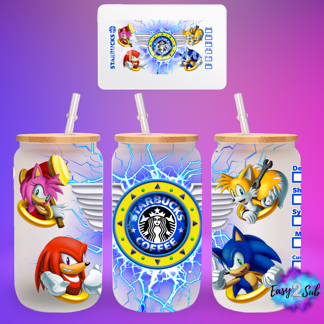 Sonic Libbey Glass Can Transfer Print, Ready To Press Sublimation Transfer, Image transfer, Tumbler Transfer Sheet