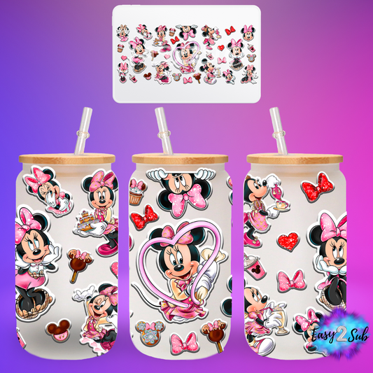 Minnie Libbey Glass Can Transfer Print, Ready To Press Sublimation Transfer, Image transfer, Tumbler Transfer Sheet