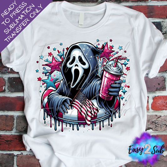 Ghost Face 4th Sublimation Transfer Print, Ready To Press Sublimation Transfer, Image transfer, T-Shirt Transfer Sheet