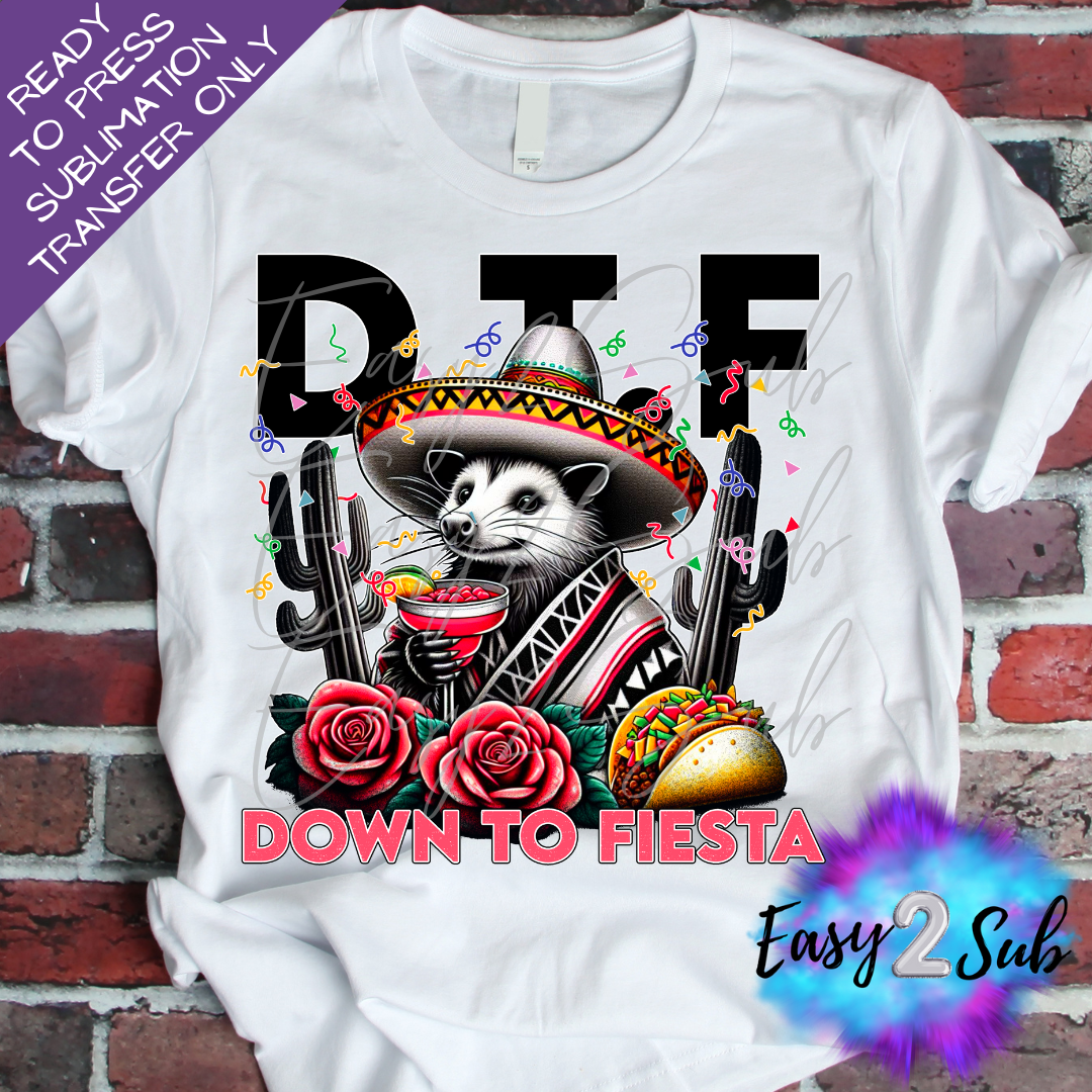 Down To Fiesta Sublimation Transfer Print, Ready To Press Sublimation Transfer, Image transfer, T-Shirt Transfer Sheet