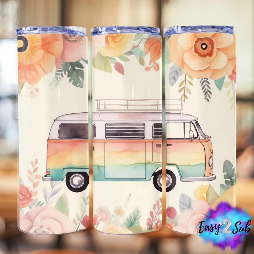 Retro Camper Sublimation Tumbler Transfer Print, Ready To Press Sublimation Transfer, Image transfer, Tumbler Transfer Sheet